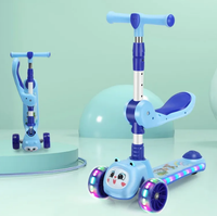 Rabbit Adjustable Height Kids Scooter With Light & Music - Blue