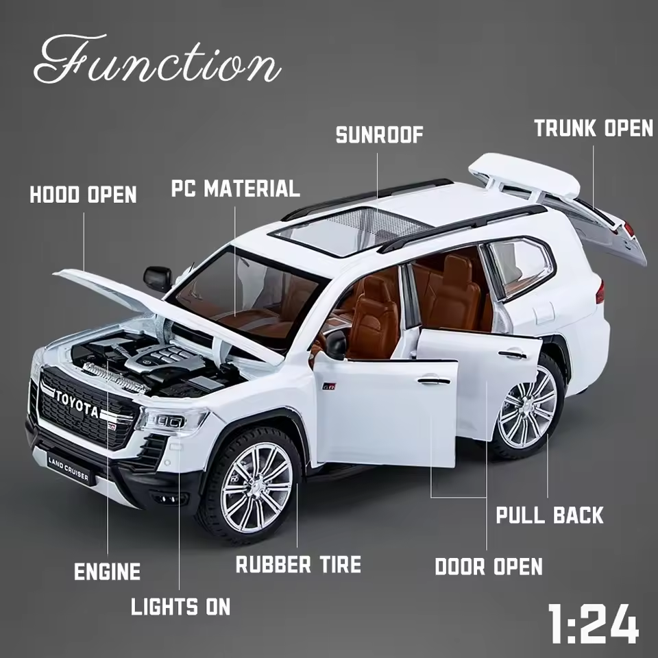 1:24 Diecast Toyota Land Cruiser LC300 GR Model With Acrylic Box