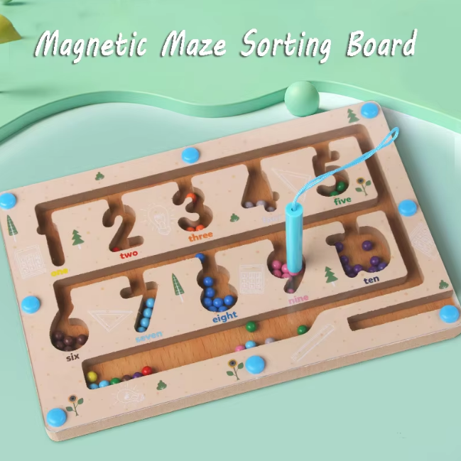 Wooden Magnetic Colorful Maze Game Board