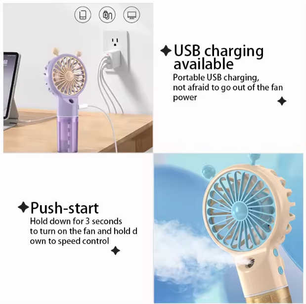 Rechargeable Handheld Mist Spray Fan