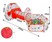 3in1 Foldable Tunnel Tent House - Red