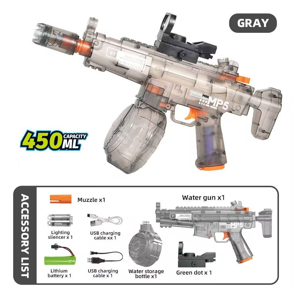 Electric MP5 Water Shooting Gun With Colorful Light Silencer