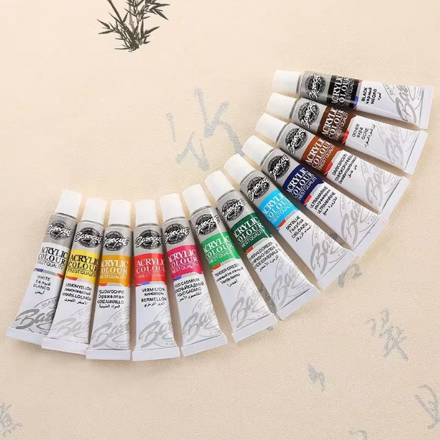 12Pcs Acrylic Color Paint Set With Artist Brush