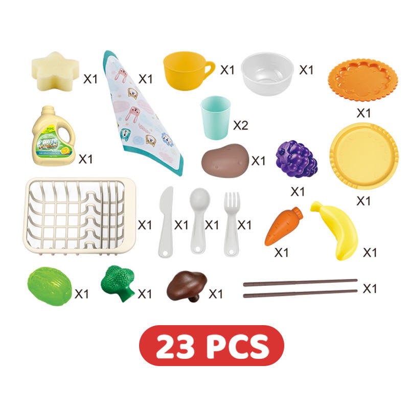 23Pcs Electric Pretend Play Pumping Water Kitchen Sink