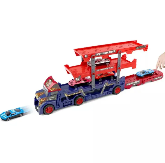 Three-Layers ABS Transporter Truck With 4Pcs Mini Alloy Cars