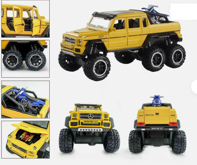 1:24 Diecast AMG G63 Pickup Model With Bike