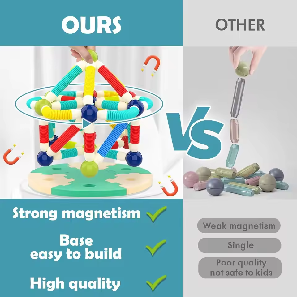 28Pcs Kids Flexible Tube Magnetic Block Building Set