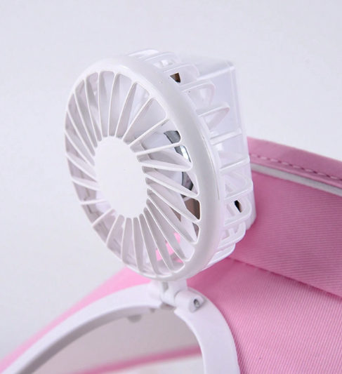 Rechargeable Rotating Fan Hat With Light