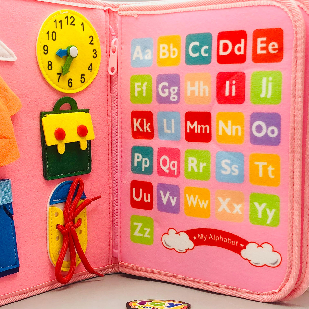 Montessori 8 Pages Multi-functional Activity Busy Book - Pink