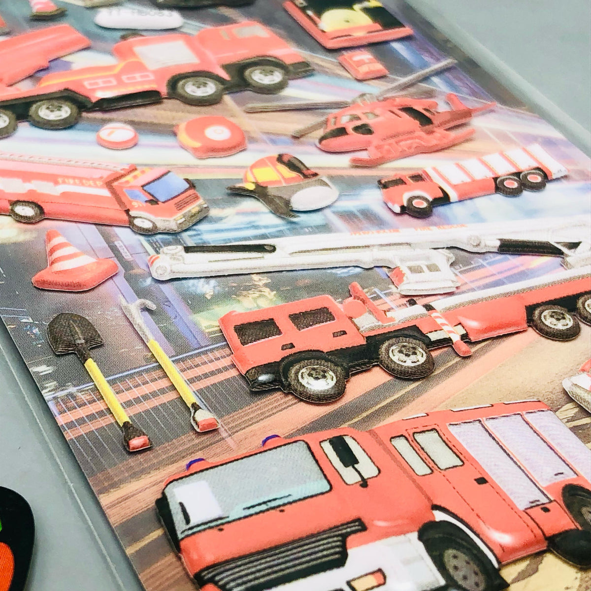 3D Fire Engine Themed Sticker - 1Pc