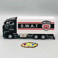 1Pc Alloy Pullback Police Container Truck