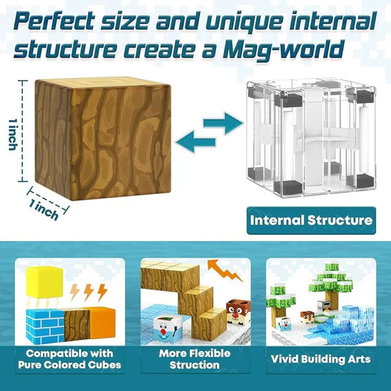 92Pcs 3D Magnetic Cube Construction World Blocks