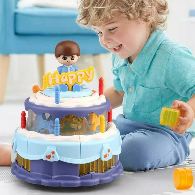 Electric Rotating Birthday Doll Cake With Light & Music