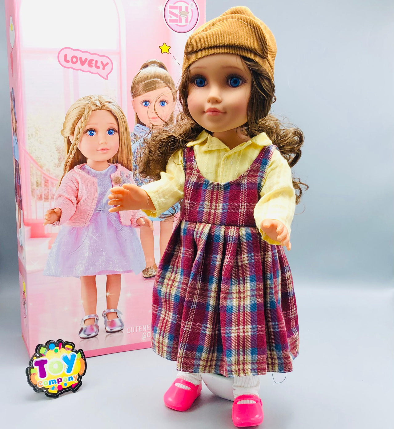 18* Inches Premium Movable Joints Plaid Charm Doll