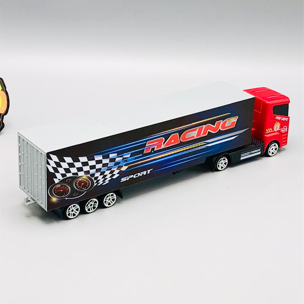 Diecast Fire Department Truck With Racing Cars