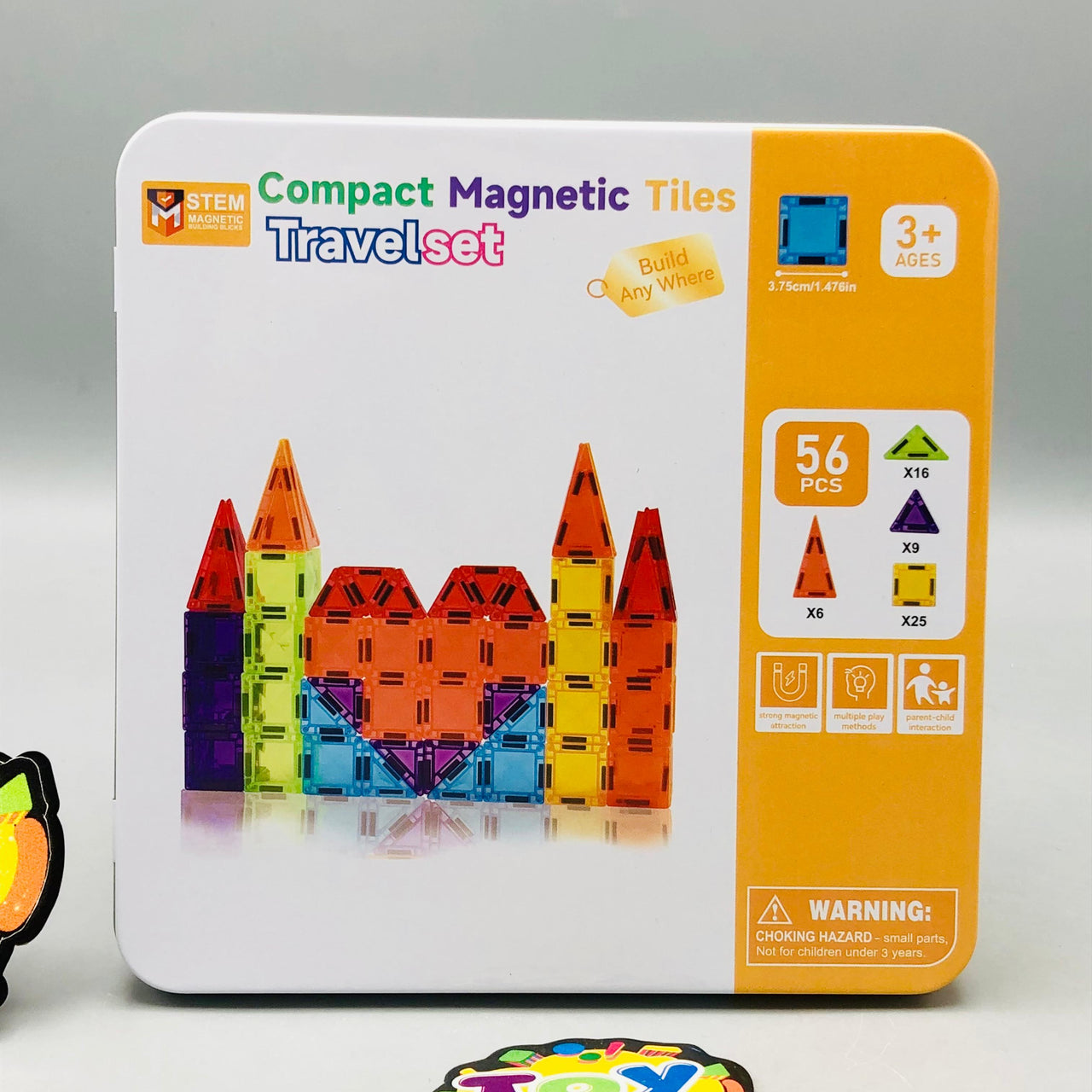 56Pcs Kids Magnetic Tiles Building Set With Storage Box