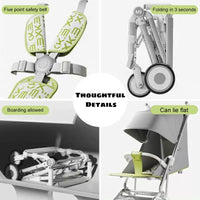 Premium Foldable M9 Baby Stroller Pocket Cart - Gray