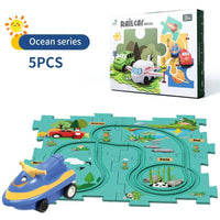 5Pcs DIY Track Electronic Car Puzzle Set