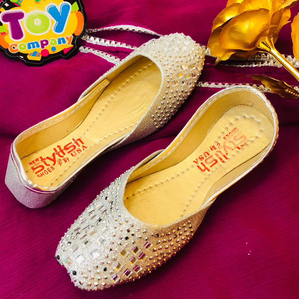 Hand-Made Girls Silver Fancy Khussa