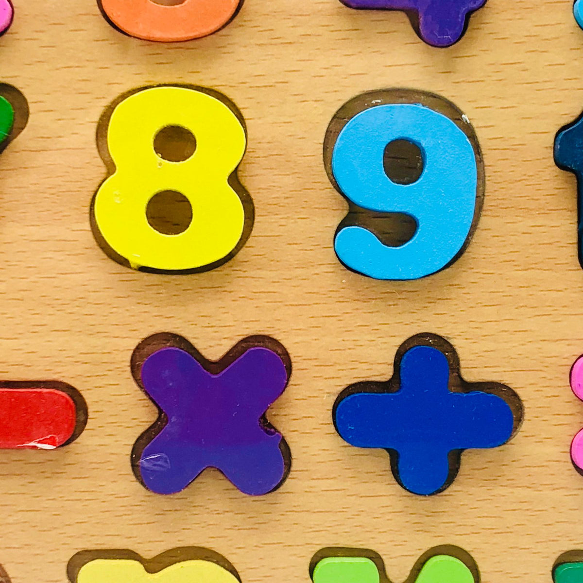 8* Inches Mini Wooden Number Puzzle & Signs Board - Minor Fault