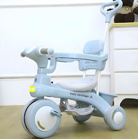3in1 Kids Ride-on Stroller Tricycle Sunshade Design - Sky Blue