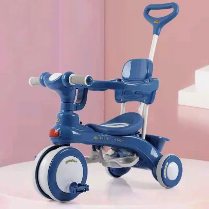3in1 Kids Ride-on Stroller Tricycle Sunshade Design - Dark Blue