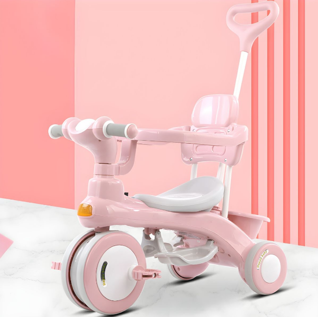 3in1 Kids Ride-on Stroller Tricycle Sunshade Design - Pink