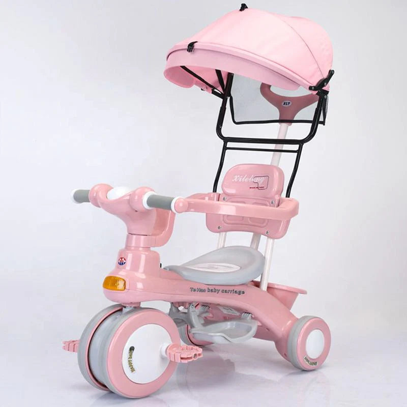 3in1 Kids Ride-on Stroller Tricycle Sunshade Design - Pink