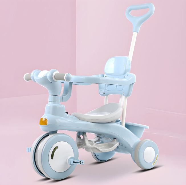 3in1 Kids Ride-on Stroller Tricycle Sunshade Design - Sky Blue