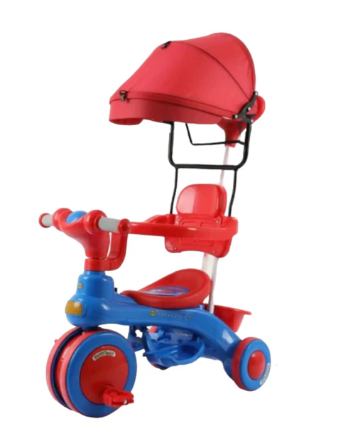 3in1 Kids Ride-on Stroller Tricycle Sunshade Design - Red