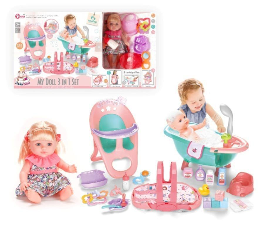 3in1 Pretend Play Baby Doll Set With Accessories