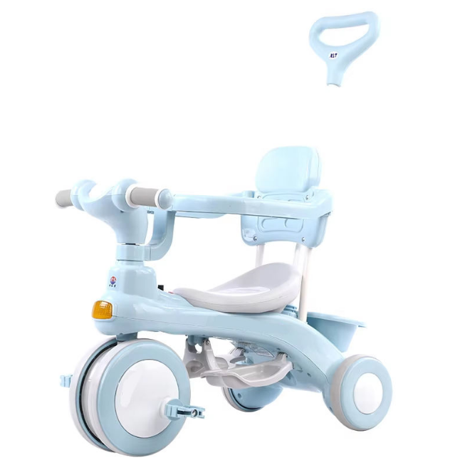 3in1 Kids Ride-on Stroller Tricycle Sunshade Design - Sky Blue