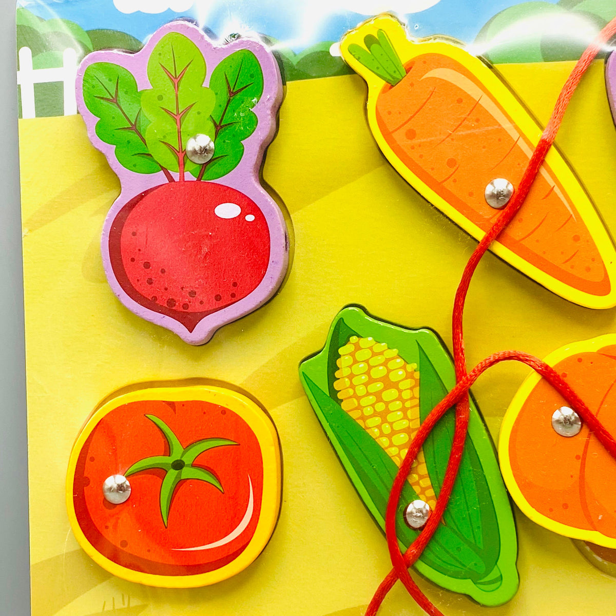 3in1 Wooden Vegetable Themed Fishing Game & White Board  