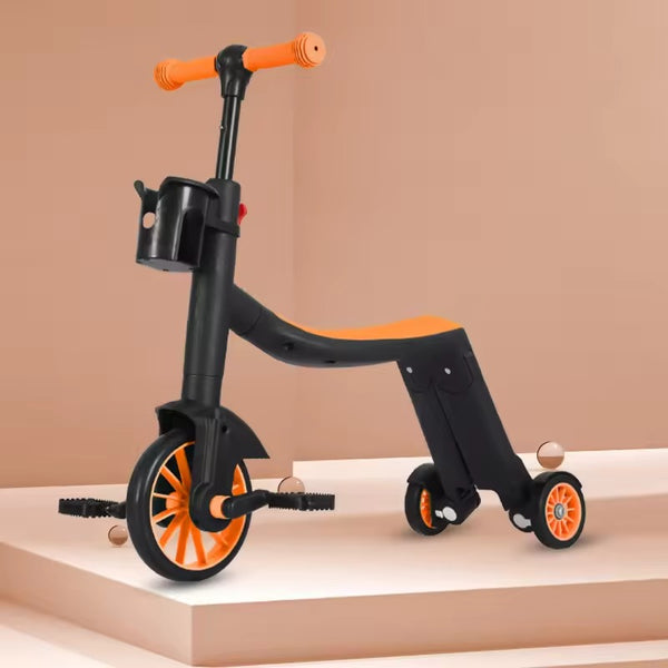 3in1 Kids Multi-functional Scooter & Convertible Tricycle - Orange