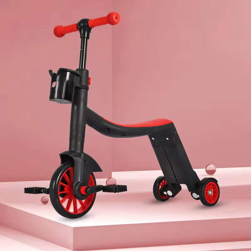 3in1 Kids Multi-functional Scooter & Convertible Tricycle - Red
