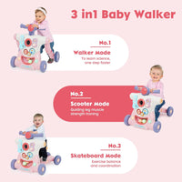 6in1 Multi-functional Baby Activity Musical Walker - Pink