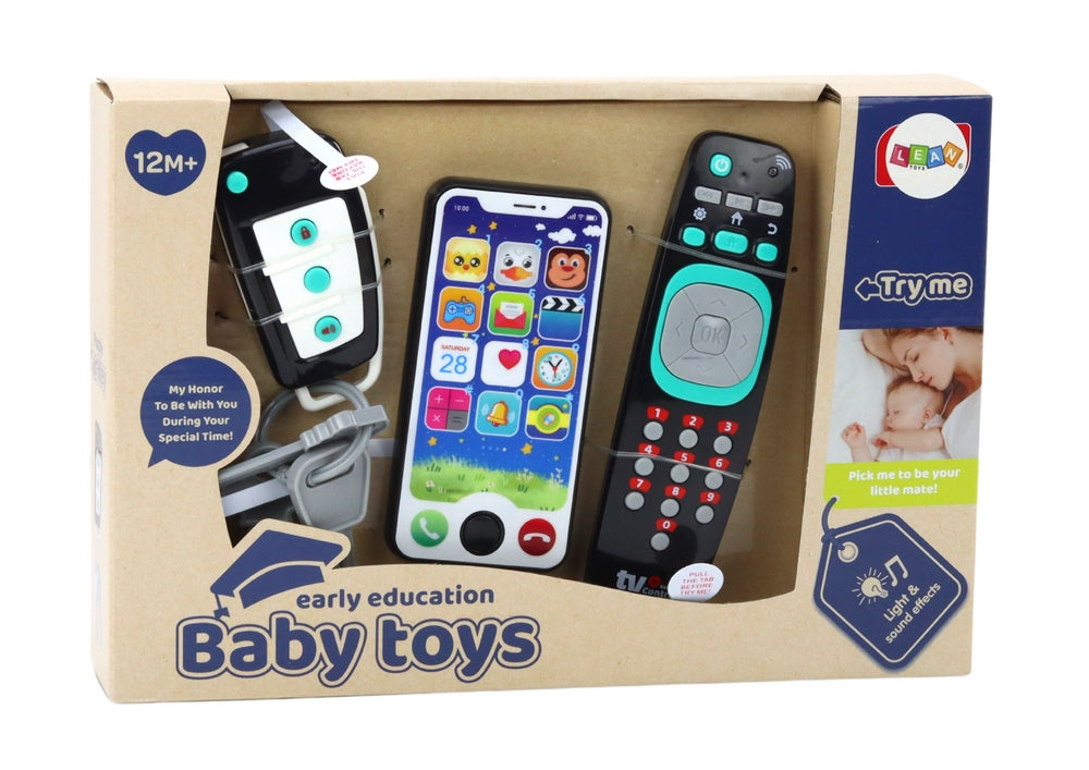 3Pcs Toddlers Musical Key Remote & Mobile Phone With Lights