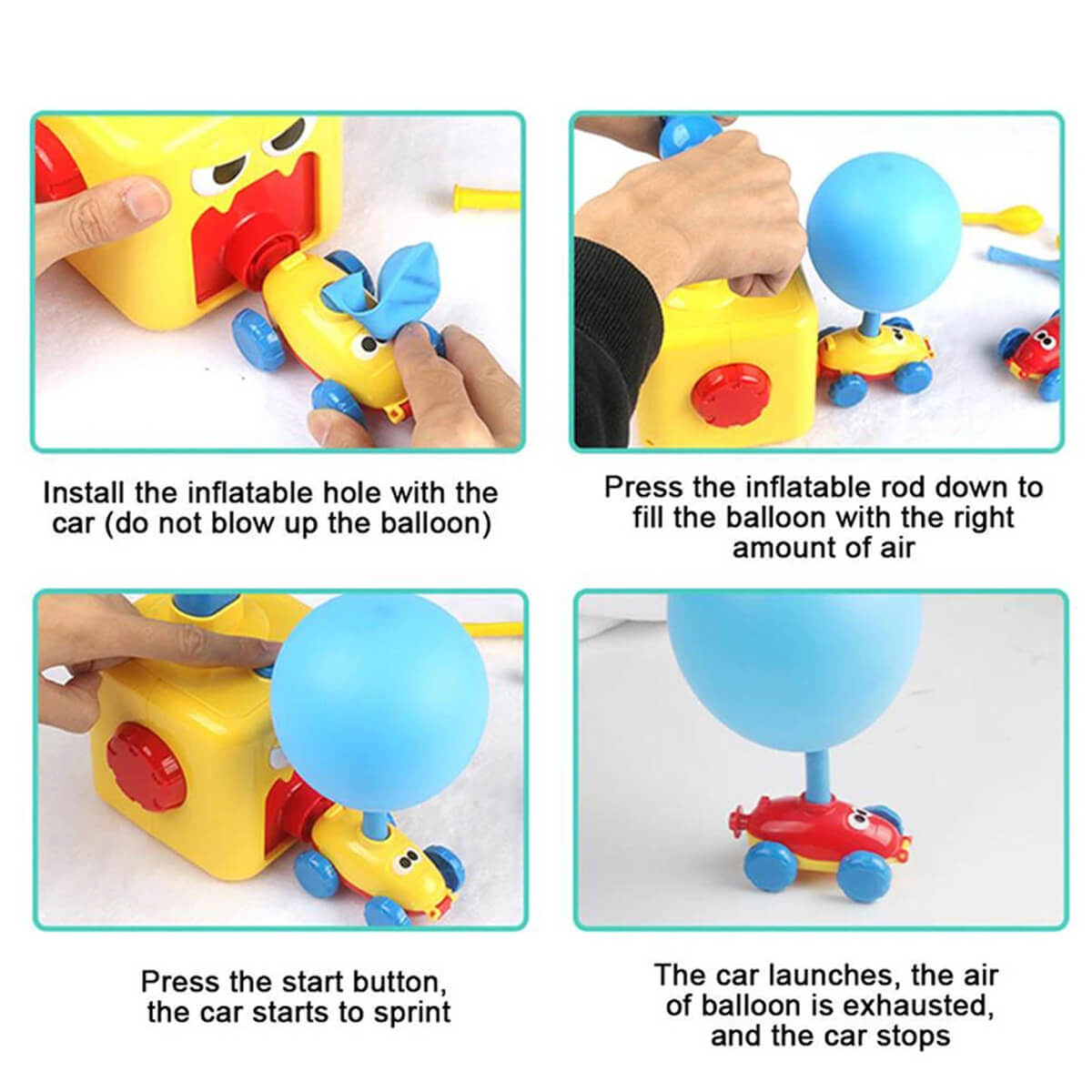 Mini Air Powered Cartoon Balloon Car Toy