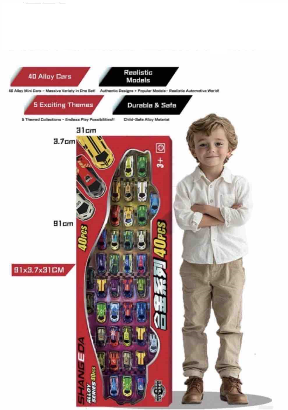 40Pcs Mini Alloy Metal Pullback Racing Cars Set