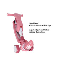 2in1 Dinosaur Adjustable Height Kids Scooter With Light & Music - Pink