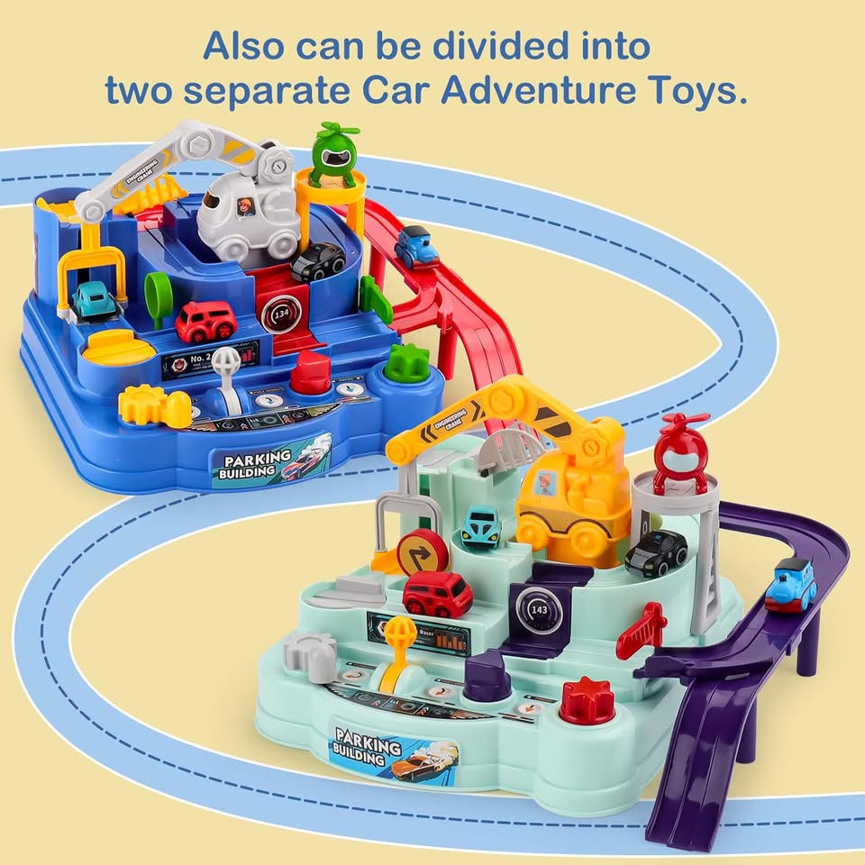 Manual Car Adventure Dual Version Track Set - 4Pcs Assorted Cars
