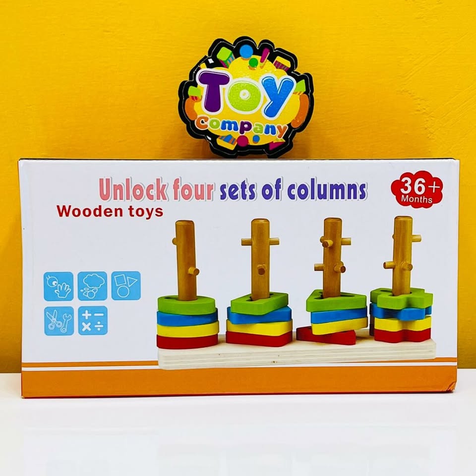 Wooden Unlock Four Sets Of Columns