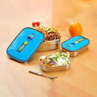 1.1L Stainless Steel Dual Lunch Box - Blue