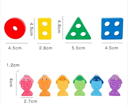 2in1 Wooden Fishing & Shapes Column Sorting Game