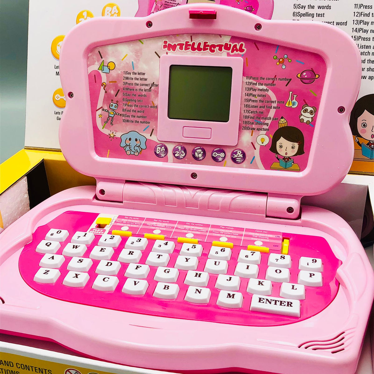 20 Activities Kids Intellectual Mouse Control Laptop - Pink