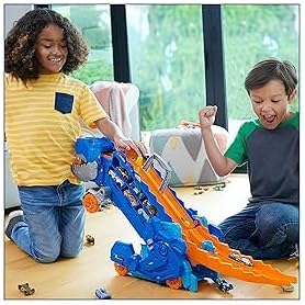 2in1 Foldable Dinosaur Transport Truck With 2Pcs Alloy Cars