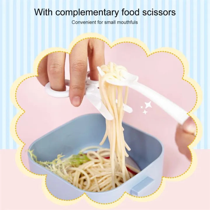 750ml Plastic Lunch Box With Food Scissor & Spoon - Blue