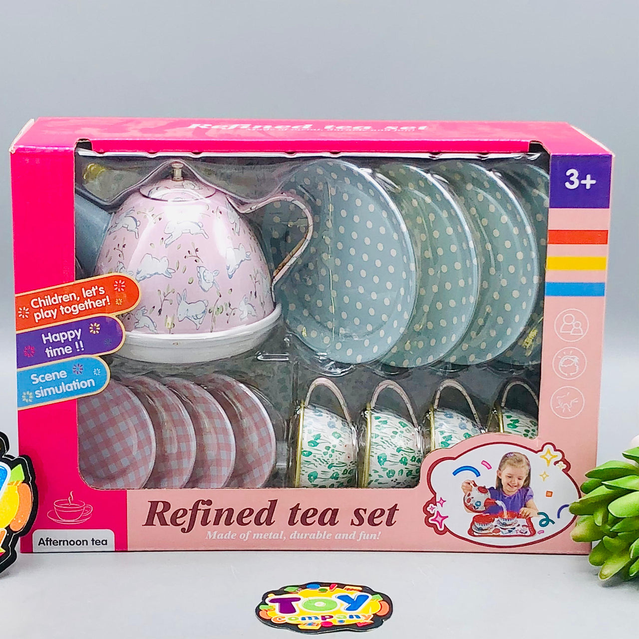 14Pcs Kids Refined Metal Tea Set