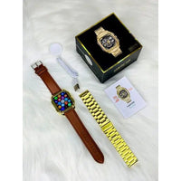 Gen-10 Smart Metal Watch With Gold & Lather Belt