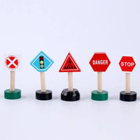 Wooden Traffic Signs - 16Pcs